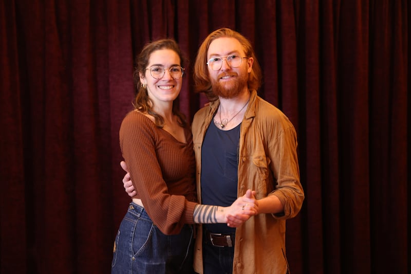 Marta Martinho and Seán Mc Kiernan, swing dancing at Mind the Step. Photograph: Dara Mac Dónaill