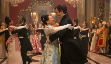 Yerin Ha and Luke Thompson in 'Bridgerton' season four.