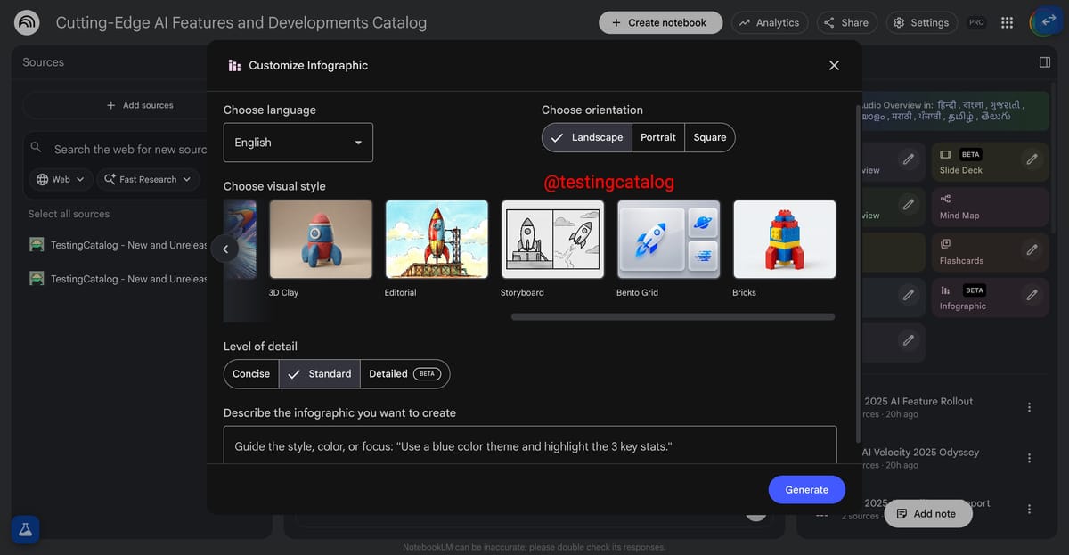 Google adds 10 customizable infographic styles to NotebookLM