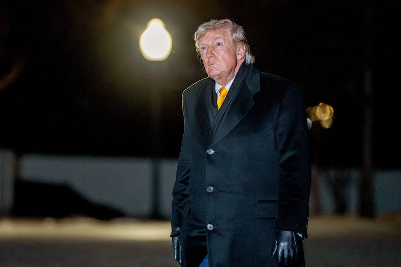 US president Donald Trump after arriving in Washington, DC, early on Monday.  Photograph: Bonnie Cash/UPI/Bloomberg