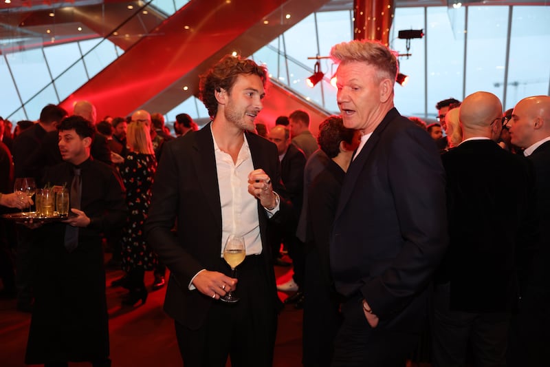 Restaurateur Gordon Ramsay (right) and TV/social media personality Jesse Burgess at the Michelin Guide Ceremony Great Britain & Ireland 2026, at the Convention Centre, Dublin. Photograph: Dara Mac Dónaill