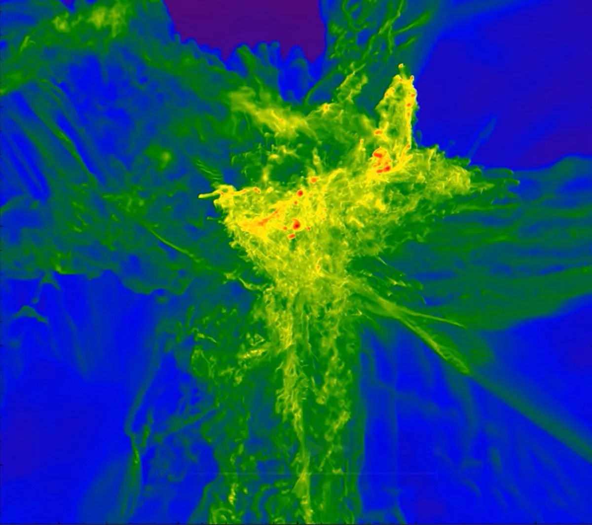Extreme levels of  nitrogen in galaxy GS 3073 can’t be explained by ordinary stars. Credit: Nandal et al