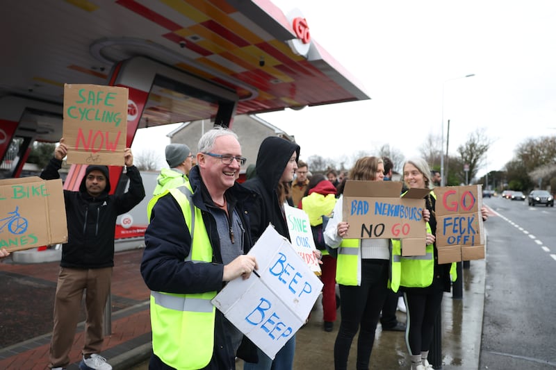 Brian Gormley of Connecting Cabra outside the Go petrol station on Old Cabra Road in Dublin. The station's owners have objected to a BusConnects route in the area.  Photograph: Enda O'Dowd