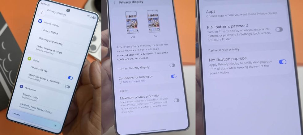 Galaxy S26 Ultra Privacy Display Settings