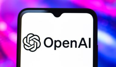 The OpenAI logo is seen displayed on a smartphone screen.
