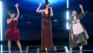 Rei Ami, EJAE and Audrey Nuna perform at the BAFTA Film Awards 2026 on Feb. 22, 2026, in London.