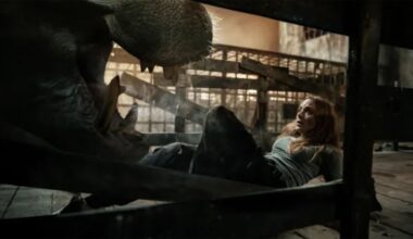 Sistina (Madison Davenport) cowering in front of a killer hippo