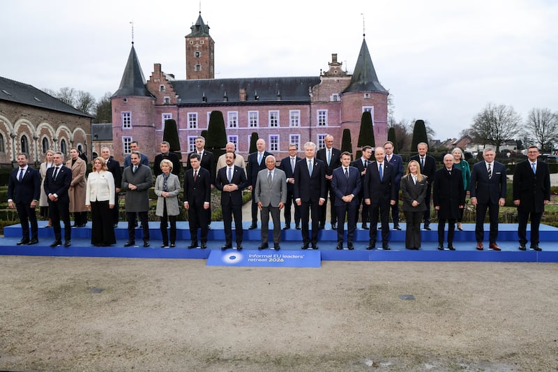 European Council president António Costa, centre, with EU leaders at the informal meeting. Photograph: Ludovic Marin/Getty