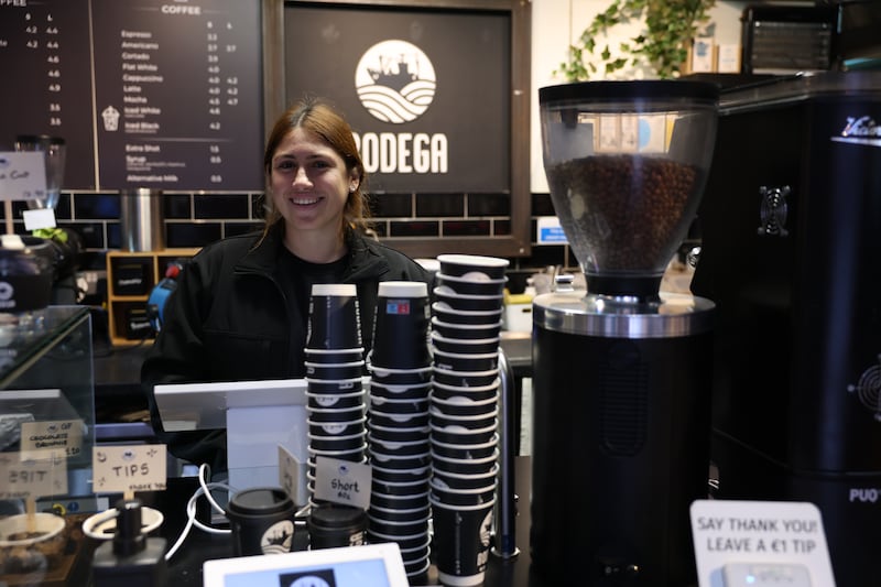 Barista Anna Cavana at the Bodega cafe in George's Street Arcade in Dublin. Photograph: Enda O'Dowd 