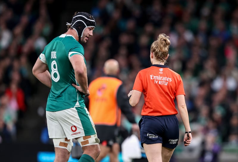 Ireland vs Fiji: Caelan Doris with Hollie Davidson during the Autumn Nations Series at the Aviva Stadium, Dublin, in 2024. Photograph: Inpho