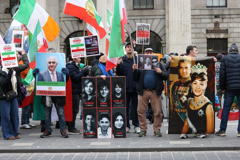 Members of Ireland’s Iranian community protested in Dublin on Saturday. Photograph: Bryan O’Brien 
