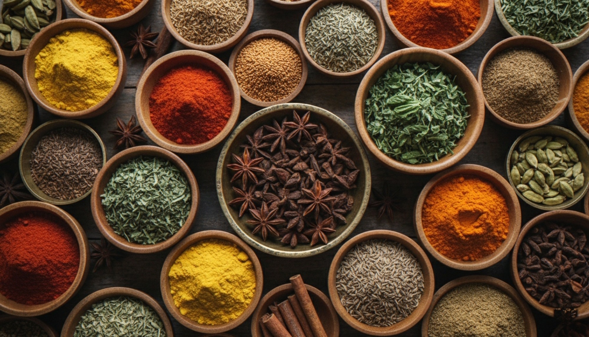 Assortment of spices.
