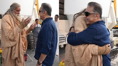Amitabh Bachchan and Kamal Haasan reunite on Kalki 2898 AD sequel's set.