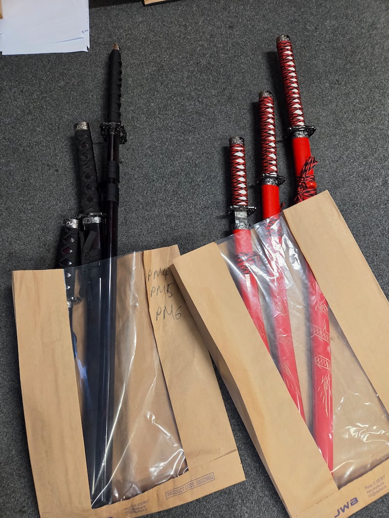 A selection of the weapons seized when gardaí searched 18 properties in west Dublin as part of the operation. Photograph: An Garda Síochána