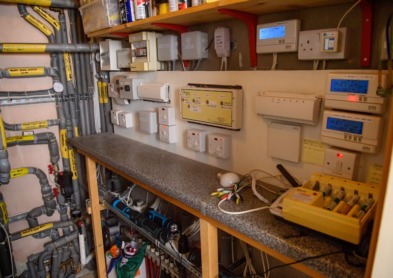 Electrics plant room in Dónal Kissane’s home.
Photograph: Daragh McSweeney/Provision