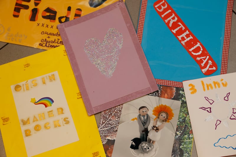 Maud Coffey's homemade cards. Photograph: Nick Bradshaw