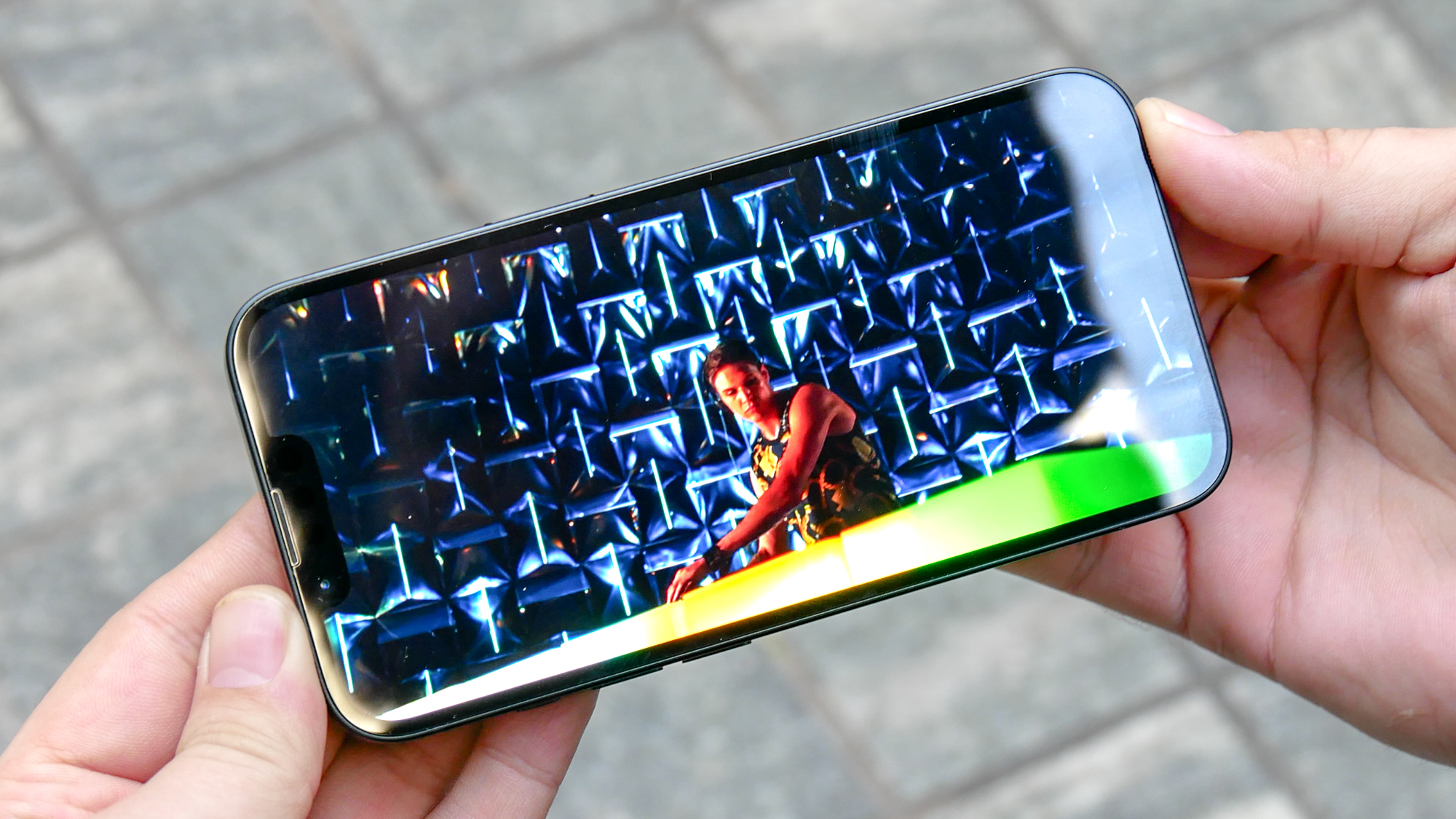 iPhone 16e playing a video.