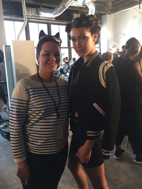 Triona McCarthy and Bella Hadid backstage at New York Fashion Week