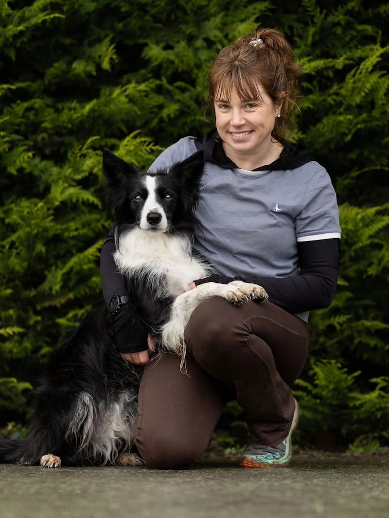 Rescue collie Indiana Bones with her owner Laura Murphy. Photograph: Laura Murphy