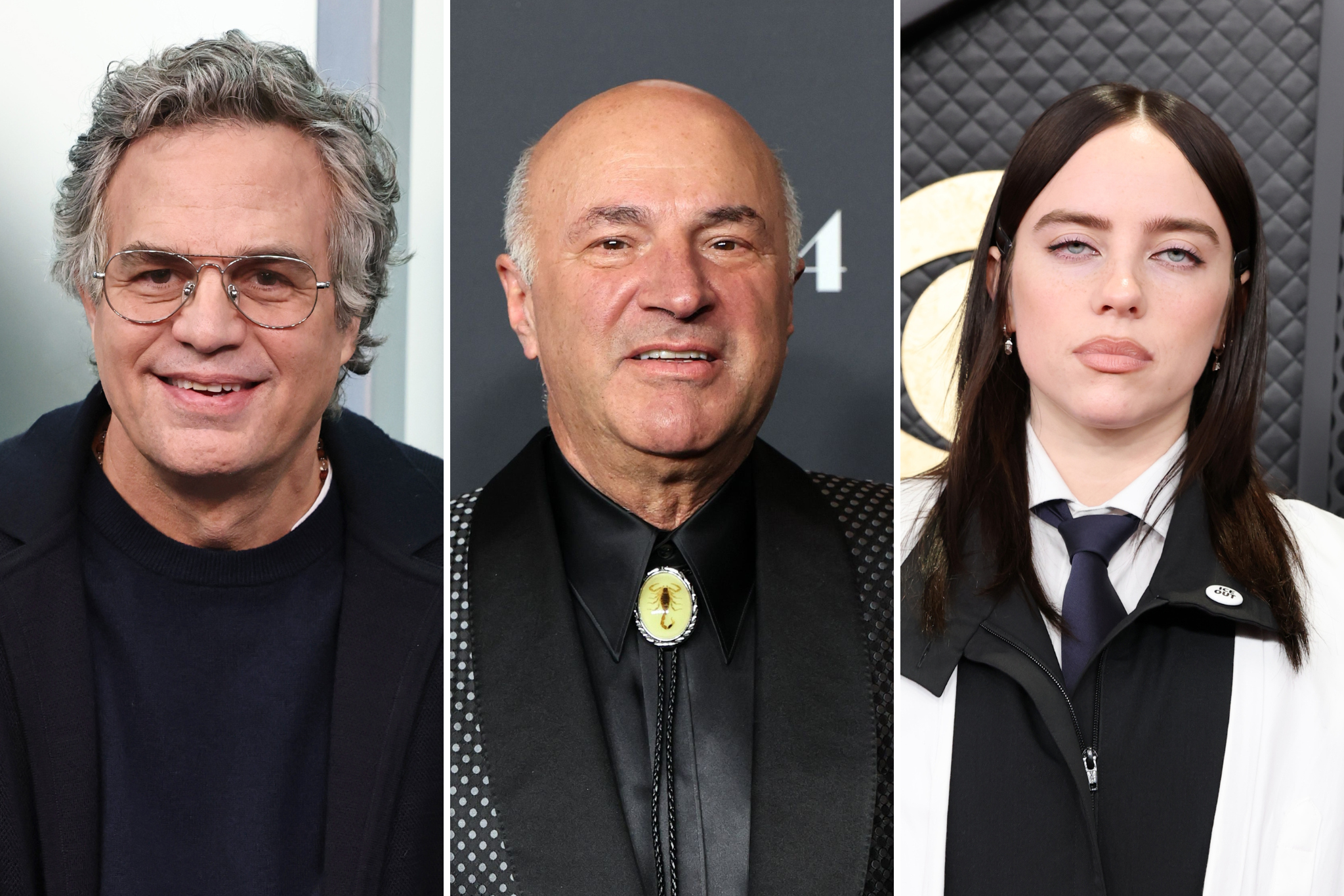 Mark Ruffalo (left) defended Billie Eilish (right) against Kevin O'Leary's (middle) insults aimed at her anti-ICE remarks