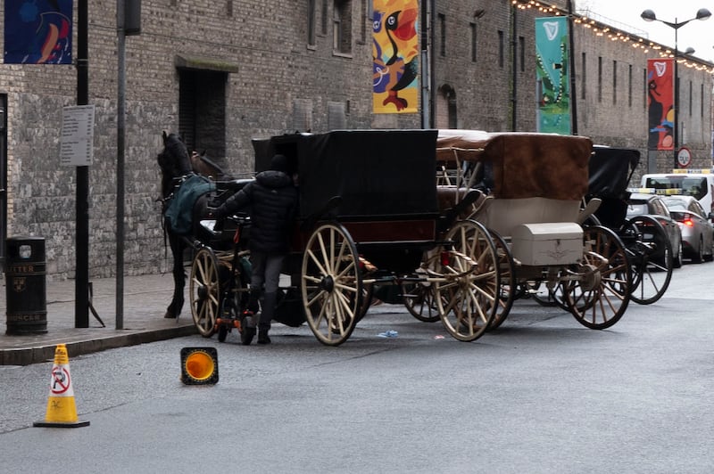 Horse and carts in the Liberties area and around Guinness Storehouse. Photograph: Sam Boal/Collins
