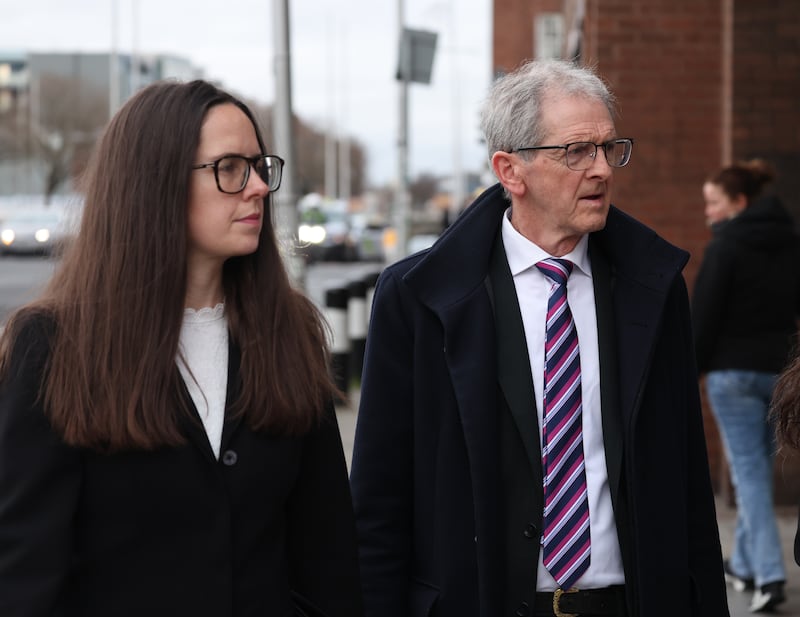 Enoch Burke’s sister Ammi and father Sean at the Four Courts on Wednesday morning. Photograph: Collins Courts
