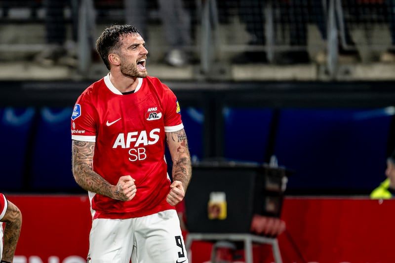 AZ Alkmaar forward Troy Parrott. Photograph: Stefan Koops/EYE4images/NurPhoto via Getty