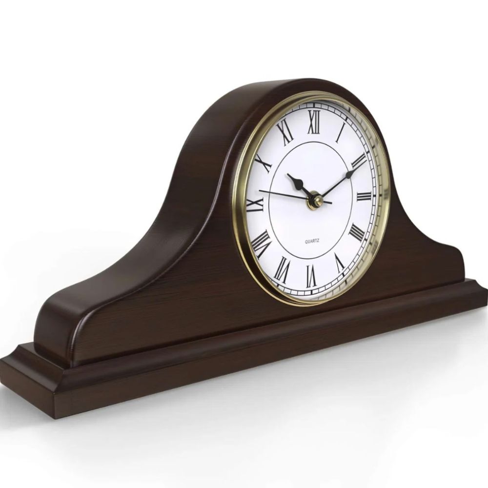 Dark wood mantel clock