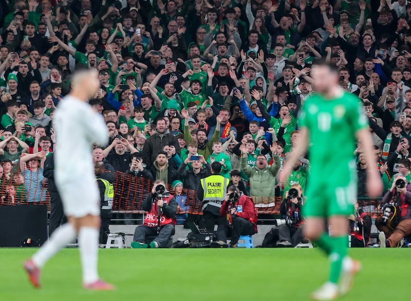 Republic of Ireland fans at the Aviva Stadium. Photograph: Ryan Byrne/Inpho