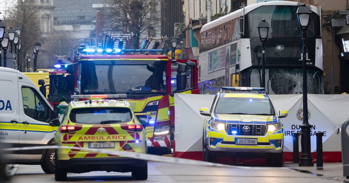 One dead and three hospitalised as bus crashes into pedestrians in city centre – The Irish Times
