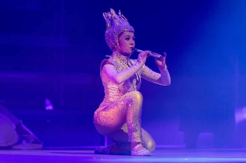 Evia Hayter (Little Spirit) on stage during the performance.
