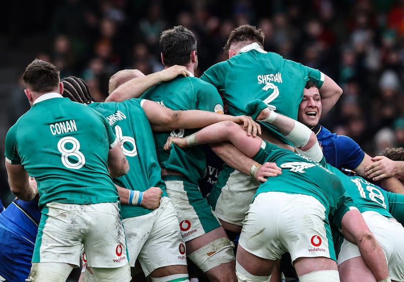 Ireland's Dan Sheehan is lifted in a scrum. Photograph: Billy Stickland/Inpho