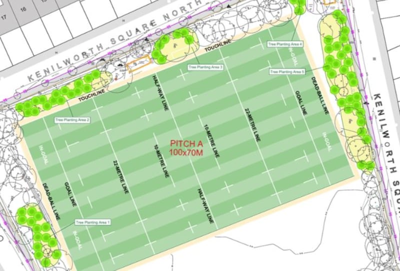 A proposed pitch under a St Mary's plan for Kenilworth Square Image: projectkenilworth.ie/