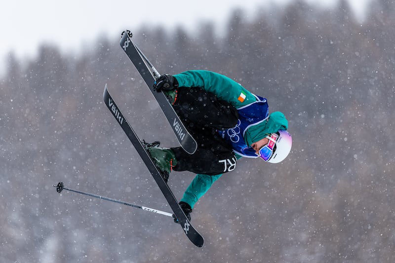 Ben Lynch in action in the men’s freestyle skiing halfpipe final at the Winter Olympics, Milano Cortina, Italy. Photograph:  ©Inpho/Georgia Schofield