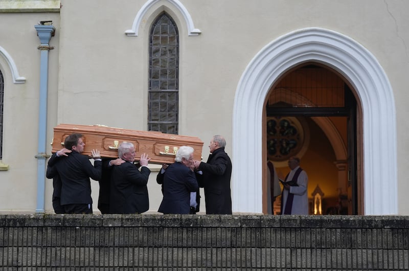 Áine O'Reilly's coffin is carried into St John the Baptist Church in Nicker, Co Limerick on Wednesday. Photograph: Niall Carson/PA Wire