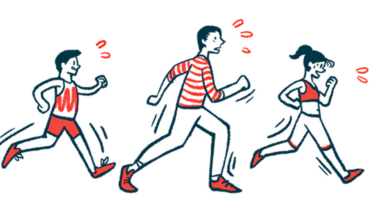 A group of people are seen running.