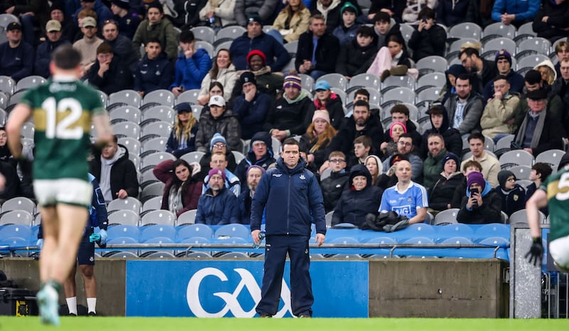 Dublin manager Ger Brennan during the game. Photograph: Nick Elliott/Inpho