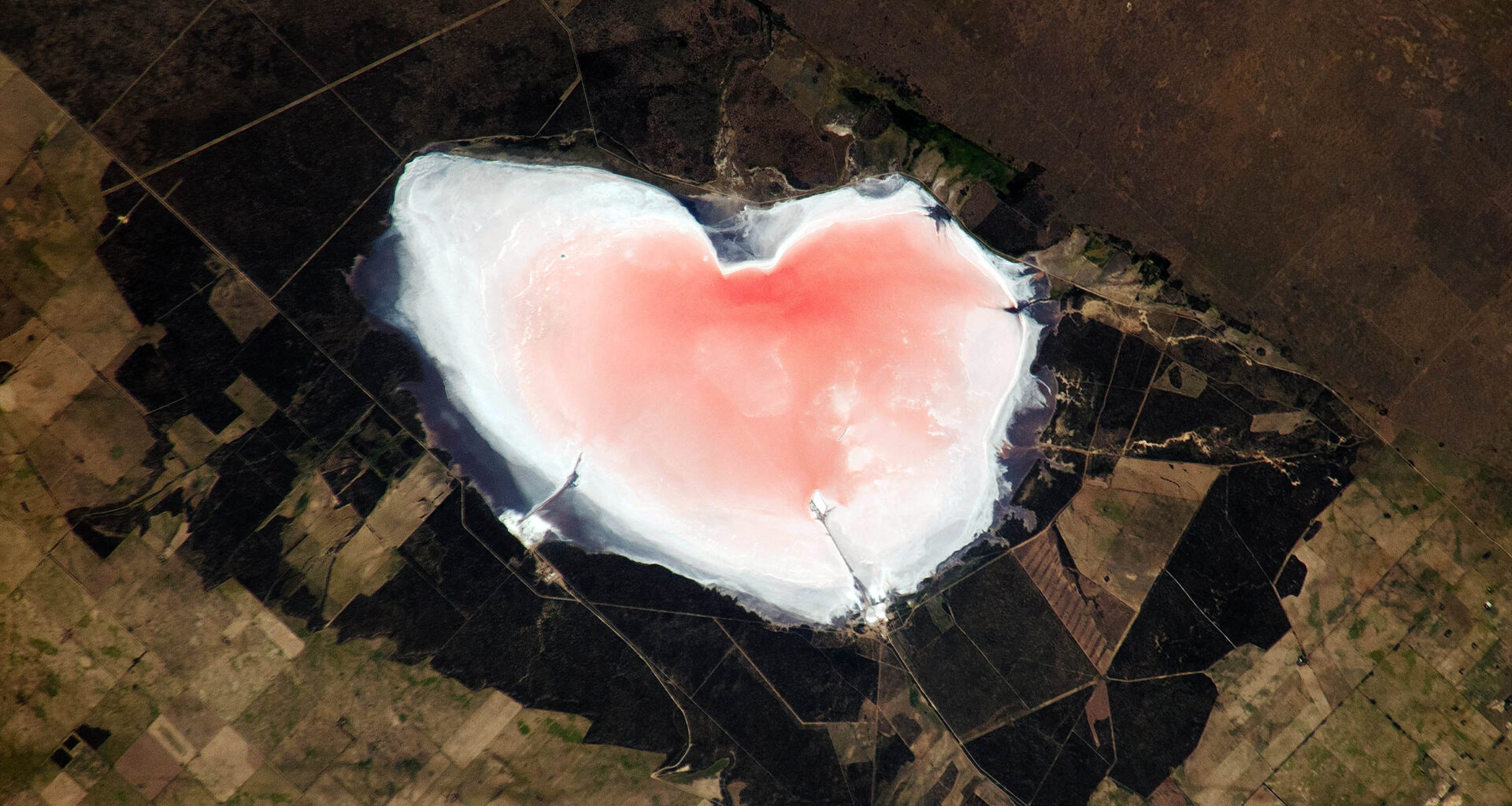 NASA captures a heart-shaped pink lake from the Space Station