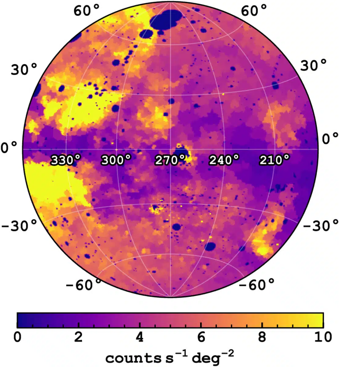 Sky Map Showing The Distribution Of X Ray Counts Per Degree, As Observed By The Erosita Observatory.