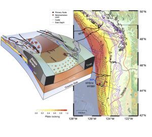 a map showing where the plates are locked at the Cascadia Subduction Zone. 