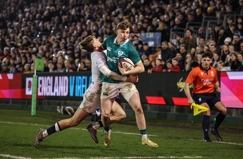 Ireland's Daniel Ryan runs in to score a try against England during the under-20s Six Nations match in Bath last Friday. Photograph: Dan Sheridan/Inpho