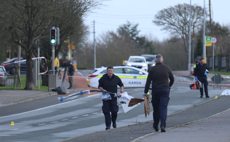Gardaí at the scene of the fatal incident on the Slane Road, Navan, Co Meath. Photograph: Stephen Collins/Collins
