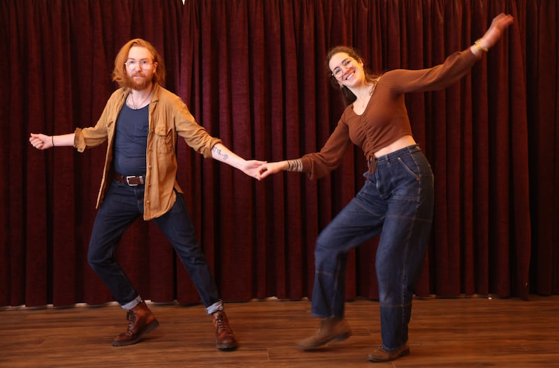 Marta Martinho and Seán Mc Kiernan, swing dancing at Mind the Step. Photograph: Dara Mac Dónaill