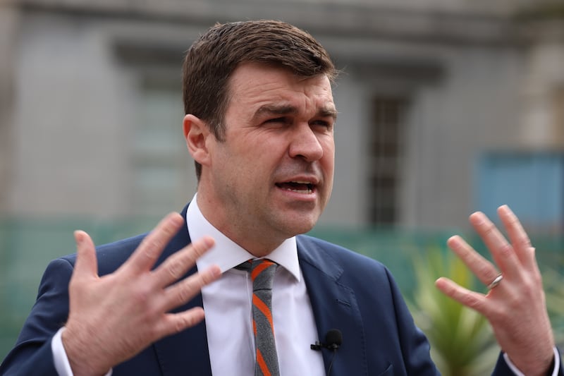 Labour's Foreign Affairs spokesperson Duncan Smith TD speaking to media at Leinster House.
Photograph: Stephen Collins/Collins Photos
