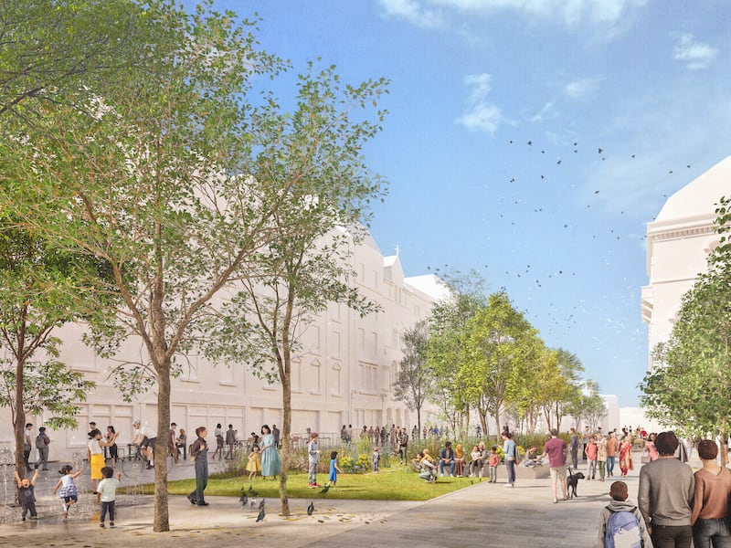 The council has extended the planned traffic-free zone from College Green to George’s Street. Photograph: Dublin City Council