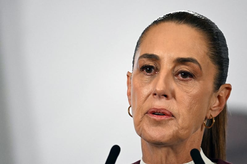 Mexico's president Claudia Sheinbaum offered no immediate confirmation of El Mencho’s killing. Photograph: Yuri Cortez/AFP via Getty