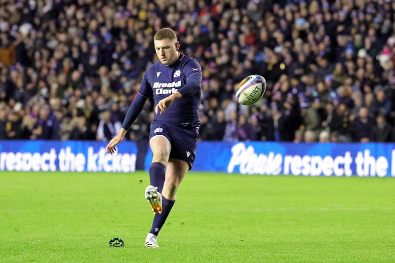 Finn Russell led with his boot for Scotland against England last weekend. Photograph: Steve Welsh/PA