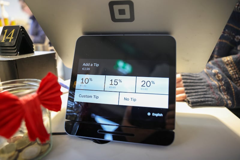 Suggested tips on a terminal at Two Pups cafe in Fairview, Dublin. Photograph: Enda O'Dowd