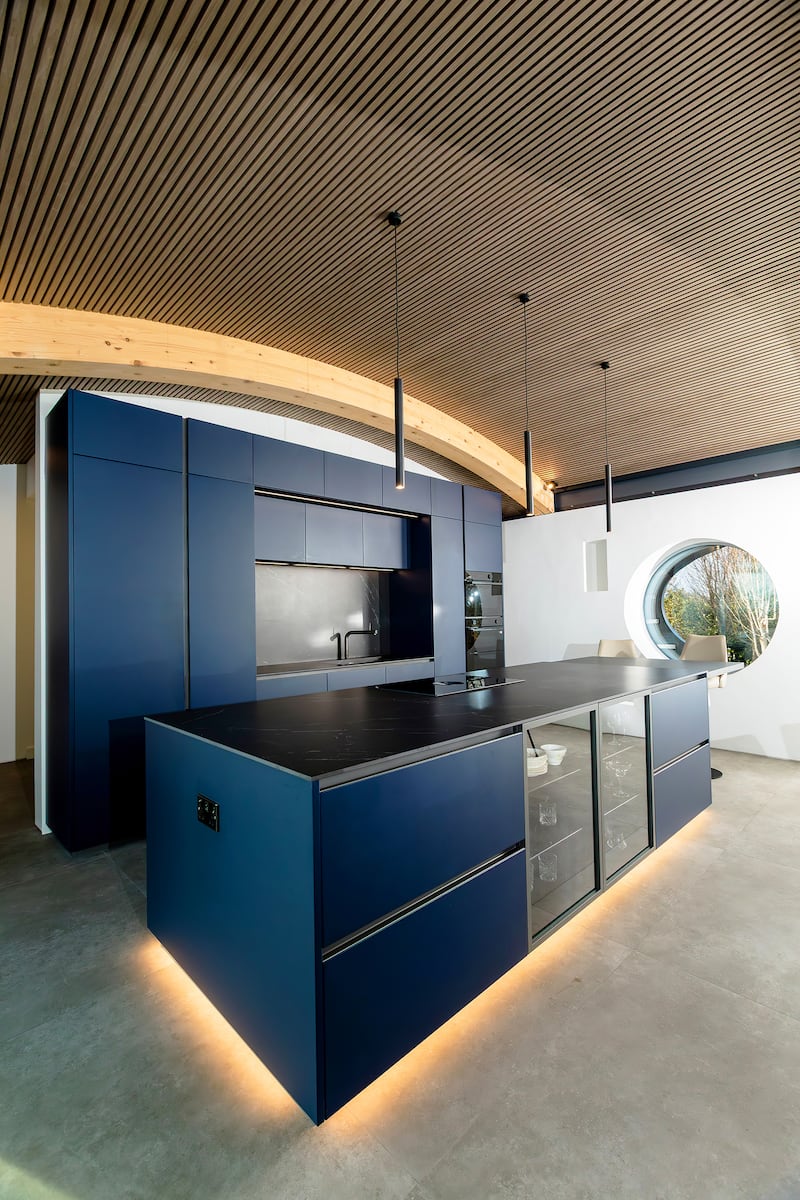 Interior view of the airship-inspired home designed by John Curran 