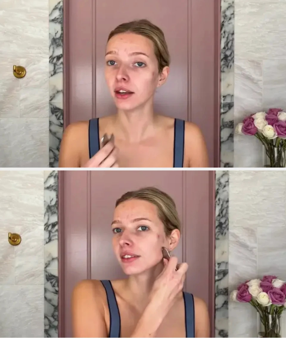 Apple doing her skincare routine